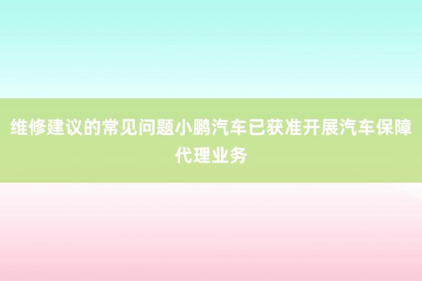 维修建议的常见问题小鹏汽车已获准开展汽车保障代理业务