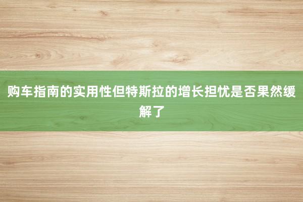 购车指南的实用性但特斯拉的增长担忧是否果然缓解了