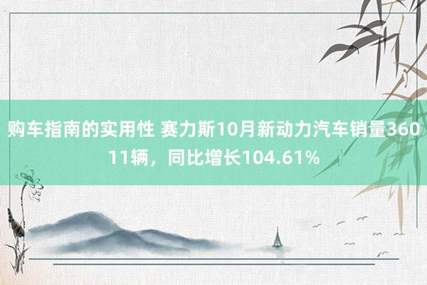 购车指南的实用性 赛力斯10月新动力汽车销量36011辆，同比增长104.61%