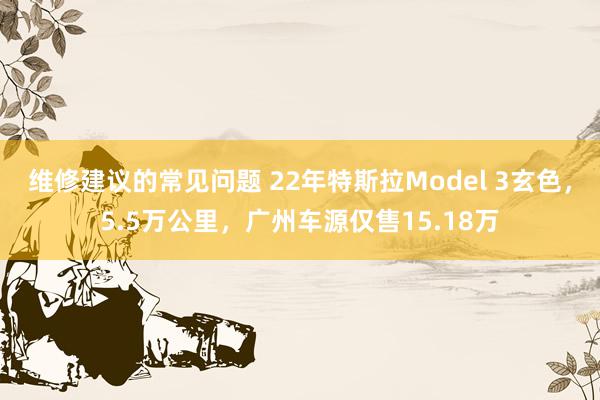 维修建议的常见问题 22年特斯拉Model 3玄色，5.5万公里，广州车源仅售15.18万