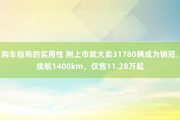 购车指南的实用性 刚上市就大卖31780辆成为销冠，续航1400km，仅售11.28万起