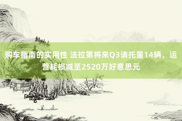 购车指南的实用性 法拉第将来Q3请托量14辆，运营耗损减至2520万好意思元