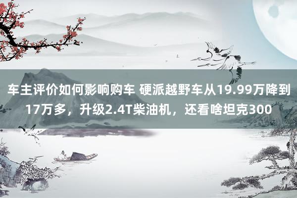 车主评价如何影响购车 硬派越野车从19.99万降到17万多，升级2.4T柴油机，还看啥坦克300