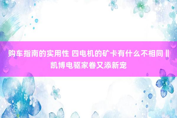 购车指南的实用性 四电机的矿卡有什么不相同‖凯博电驱家眷又添新宠