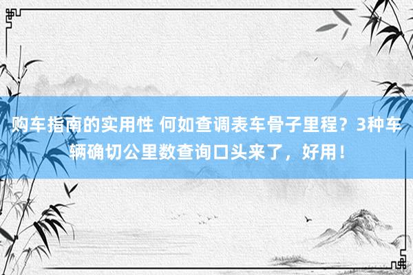 购车指南的实用性 何如查调表车骨子里程？3种车辆确切公里数查询口头来了，好用！