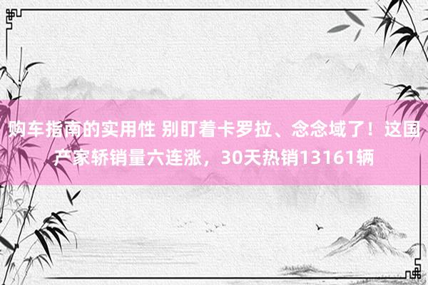 购车指南的实用性 别盯着卡罗拉、念念域了！这国产家轿销量六连涨，30天热销13161辆