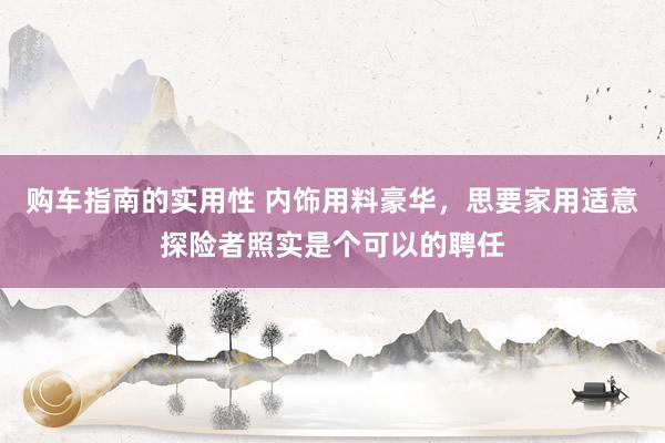 购车指南的实用性 内饰用料豪华，思要家用适意探险者照实是个可以的聘任