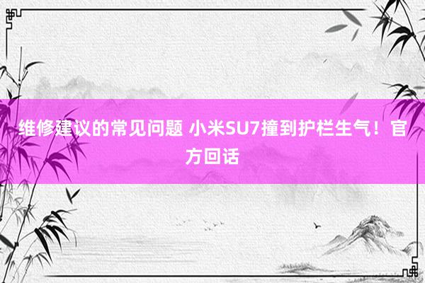 维修建议的常见问题 小米SU7撞到护栏生气！官方回话