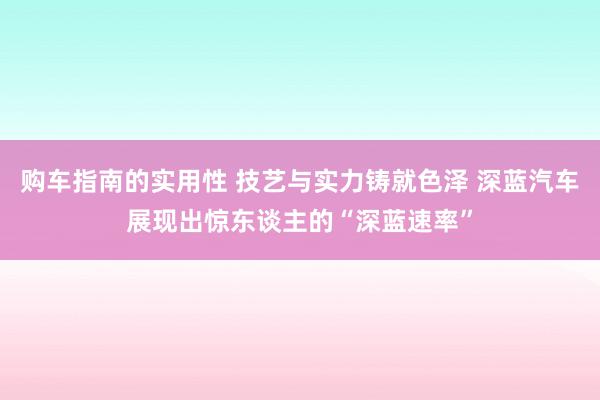 购车指南的实用性 技艺与实力铸就色泽 深蓝汽车展现出惊东谈主的“深蓝速率”