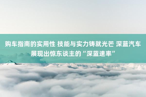 购车指南的实用性 技能与实力铸就光芒 深蓝汽车展现出惊东谈主的“深蓝速率”