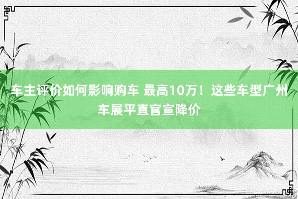 车主评价如何影响购车 最高10万！这些车型广州车展平直官宣降价