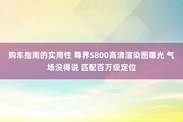 购车指南的实用性 尊界S800高清渲染图曝光 气场没得说 匹配百万级定位