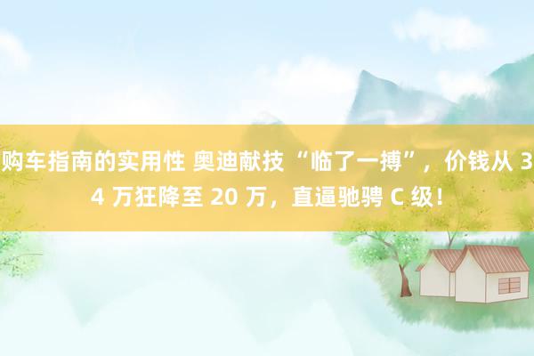 购车指南的实用性 奥迪献技 “临了一搏”，价钱从 34 万狂降至 20 万，直逼驰骋 C 级！