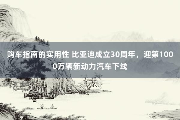 购车指南的实用性 比亚迪成立30周年，迎第1000万辆新动力汽车下线