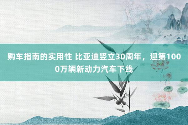 购车指南的实用性 比亚迪竖立30周年，迎第1000万辆新动力汽车下线