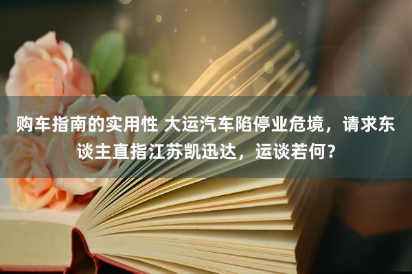 购车指南的实用性 大运汽车陷停业危境，请求东谈主直指江苏凯迅达，运谈若何？