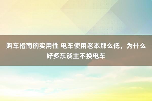 购车指南的实用性 电车使用老本那么低，为什么好多东谈主不换电车