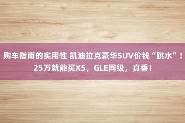 购车指南的实用性 凯迪拉克豪华SUV价钱“跳水”！25万就能买X5，GLE同级，真香！