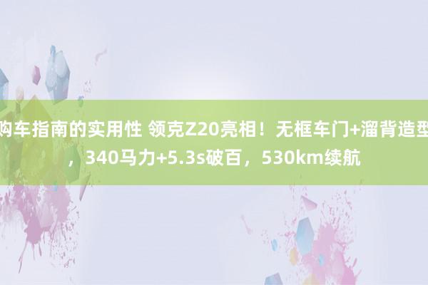 购车指南的实用性 领克Z20亮相！无框车门+溜背造型，340马力+5.3s破百，530km续航