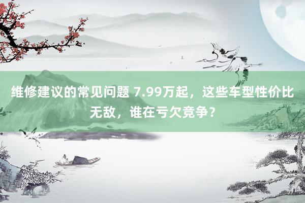 维修建议的常见问题 7.99万起，这些车型性价比无敌，谁在亏欠竞争？