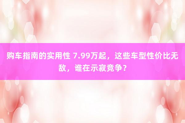 购车指南的实用性 7.99万起，这些车型性价比无敌，谁在示寂竞争？