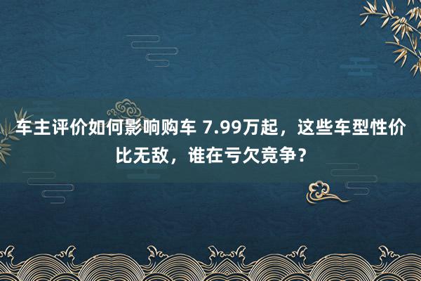 车主评价如何影响购车 7.99万起，这些车型性价比无敌，谁在亏欠竞争？