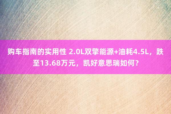 购车指南的实用性 2.0L双擎能源+油耗4.5L，跌至13.68万元，凯好意思瑞如何？