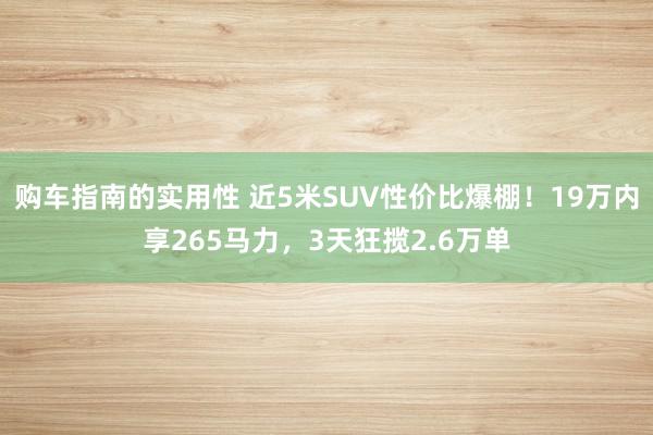 购车指南的实用性 近5米SUV性价比爆棚！19万内享265马力，3天狂揽2.6万单