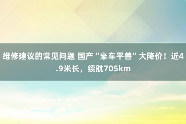 维修建议的常见问题 国产“豪车平替”大降价！近4.9米长，续航705km