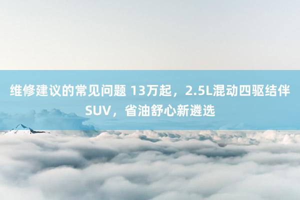 维修建议的常见问题 13万起，2.5L混动四驱结伴SUV，省油舒心新遴选