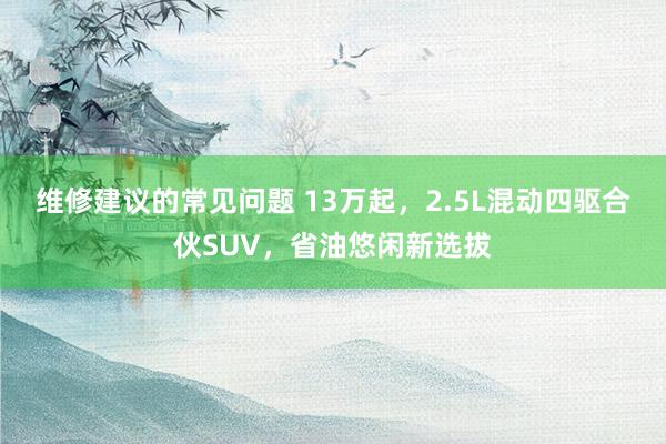 维修建议的常见问题 13万起，2.5L混动四驱合伙SUV，省油悠闲新选拔