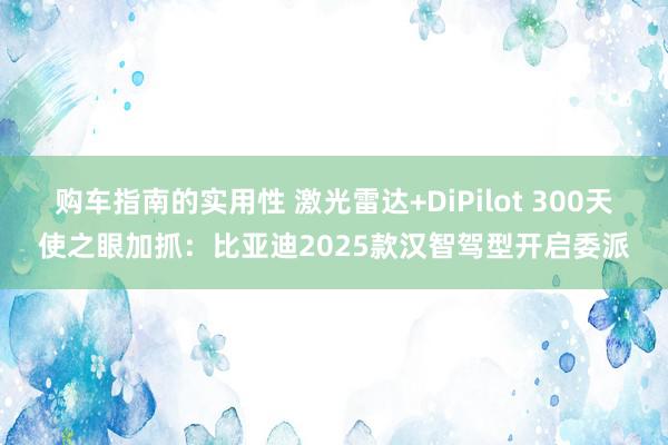 购车指南的实用性 激光雷达+DiPilot 300天使之眼加抓：比亚迪2025款汉智驾型开启委派