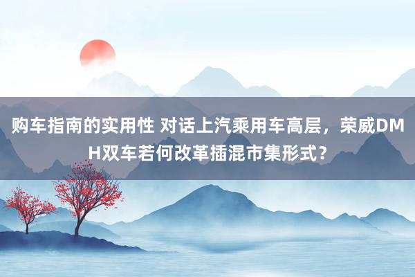 购车指南的实用性 对话上汽乘用车高层，荣威DMH双车若何改革插混市集形式？