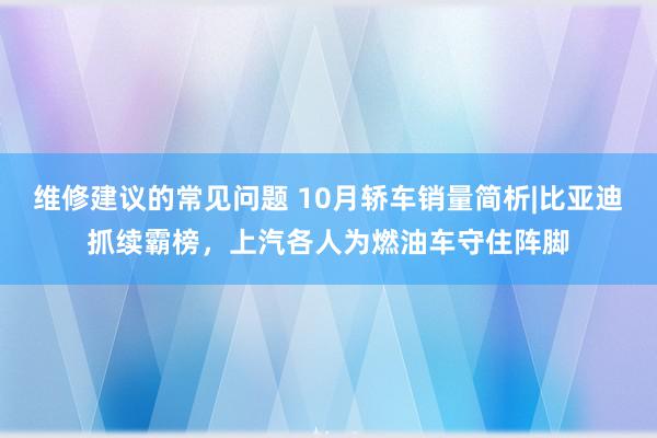 维修建议的常见问题 10月轿车销量简析|比亚迪抓续霸榜，上汽各人为燃油车守住阵脚