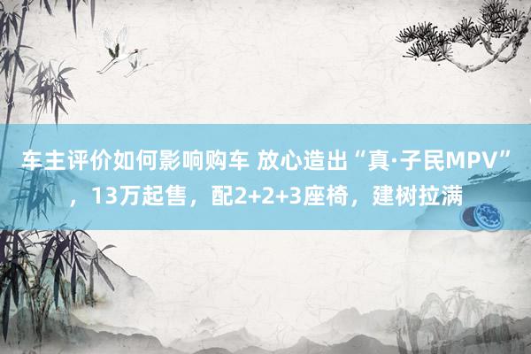 车主评价如何影响购车 放心造出“真·子民MPV”，13万起售，配2+2+3座椅，建树拉满