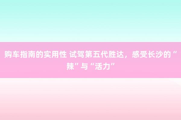 购车指南的实用性 试驾第五代胜达，感受长沙的“辣”与“活力”