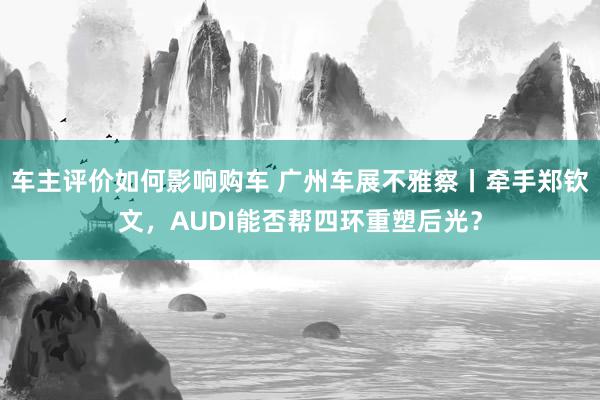 车主评价如何影响购车 广州车展不雅察丨牵手郑钦文，AUDI能否帮四环重塑后光？