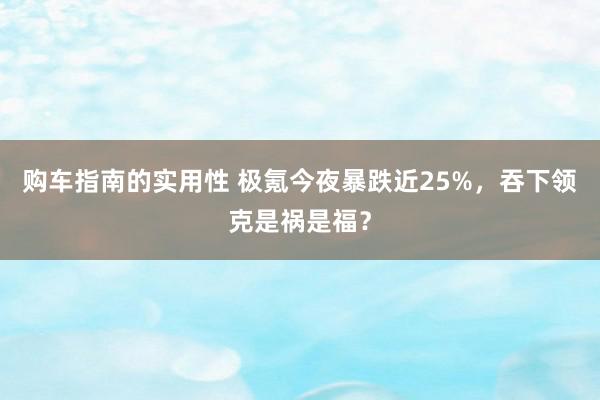 购车指南的实用性 极氪今夜暴跌近25%，吞下领克是祸是福？