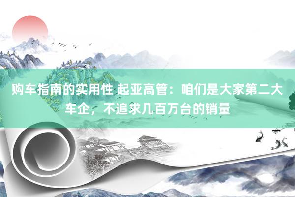 购车指南的实用性 起亚高管：咱们是大家第二大车企，不追求几百万台的销量