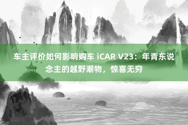 车主评价如何影响购车 iCAR V23：年青东说念主的越野潮物，惊喜无穷