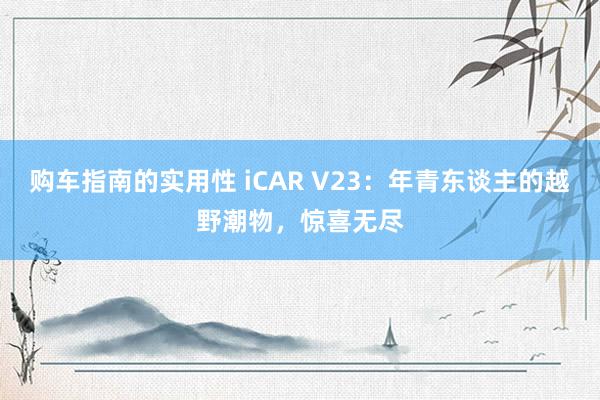 购车指南的实用性 iCAR V23：年青东谈主的越野潮物，惊喜无尽