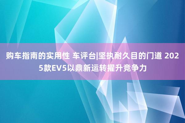 购车指南的实用性 车评台|坚执耐久目的门道 2025款EV5以鼎新运转擢升竞争力