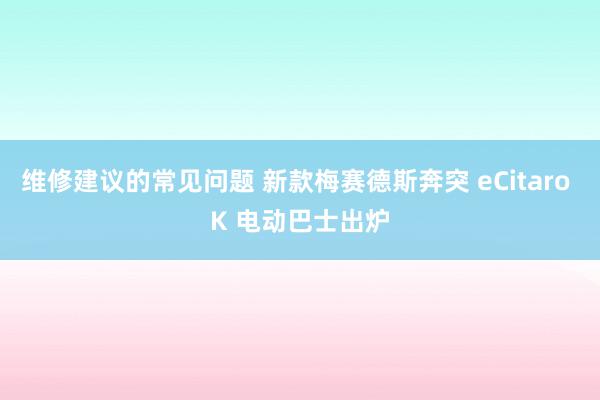 维修建议的常见问题 新款梅赛德斯奔突 eCitaro K 电动巴士出炉