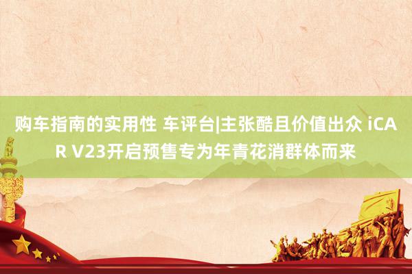 购车指南的实用性 车评台|主张酷且价值出众 iCAR V23开启预售专为年青花消群体而来