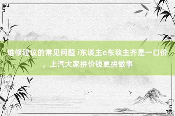 维修建议的常见问题 i东谈主e东谈主齐是一口价，上汽大家拼价钱更拼做事