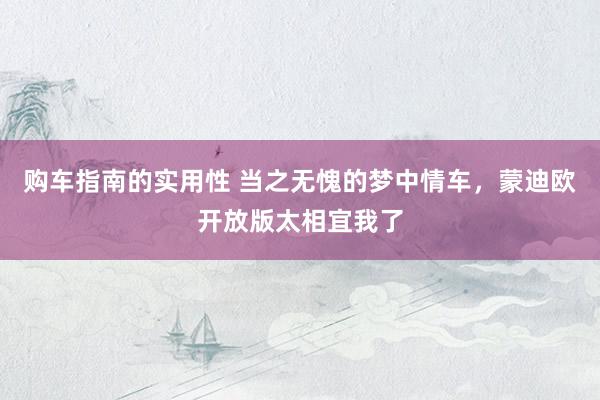 购车指南的实用性 当之无愧的梦中情车，蒙迪欧开放版太相宜我了