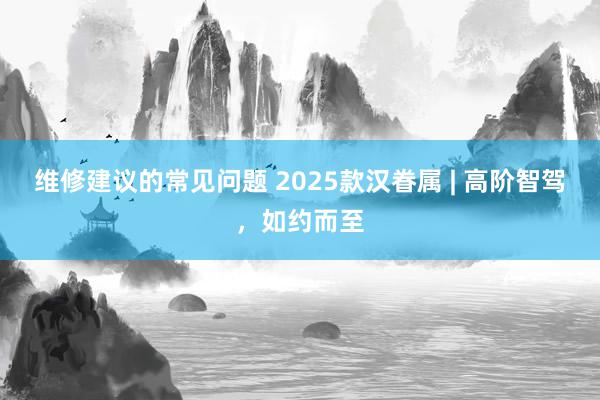 维修建议的常见问题 2025款汉眷属 | 高阶智驾，如约而至