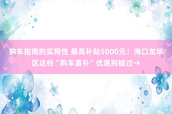 购车指南的实用性 最高补贴5000元！海口龙华区这份“购车直补”优惠别错过→