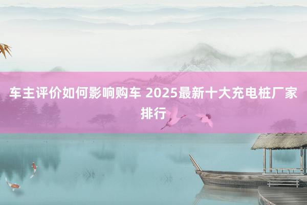 车主评价如何影响购车 2025最新十大充电桩厂家排行