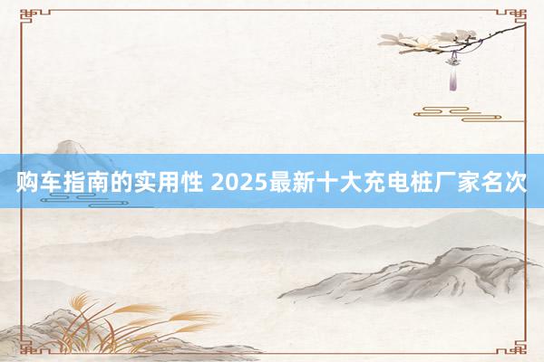 购车指南的实用性 2025最新十大充电桩厂家名次